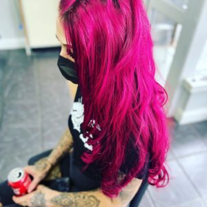 Pink hair colour, top salon Queensferry Flintshire 