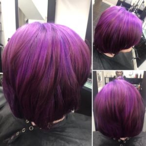 Purple hair colour, top salon Queensferry Flintshire 